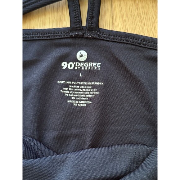 90 Degree by Reflex Women's Black Caged-Back Built-in Bra Tank Top Size L - Picture 5 of 11